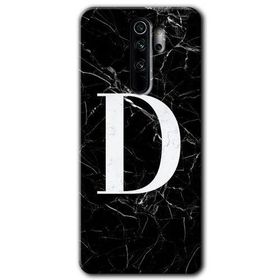 Xiaomi Redmi Note 8 Pro Siyah Mermer Desenli D Harfi Baskılı Uyumlu Silikon Kılıf