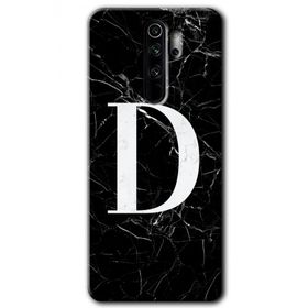 Xiaomi Redmi Note 8 Pro Siyah Mermer Desenli D Harfi Baskılı Uyumlu Silikon Kılıf