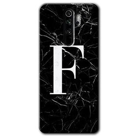 Xiaomi Redmi Note 8 Pro Siyah Mermer Desenli F Harfi Baskılı Uyumlu Silikon Kılıf