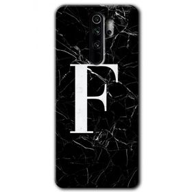 Xiaomi Redmi Note 8 Pro Siyah Mermer Desenli F Harfi Baskılı Uyumlu Silikon Kılıf