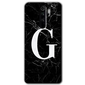 Xiaomi Redmi Note 8 Pro Siyah Mermer Desenli G Harfi Baskılı Uyumlu Silikon Kılıf