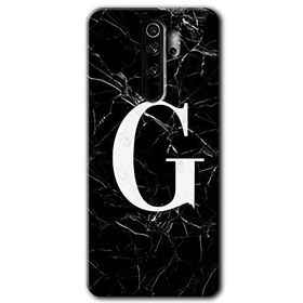 Xiaomi Redmi Note 8 Pro Siyah Mermer Desenli G Harfi Baskılı Uyumlu Silikon Kılıf
