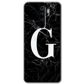 Xiaomi Redmi Note 8 Pro Siyah Mermer Desenli G Harfi Baskılı Uyumlu Silikon Kılıf