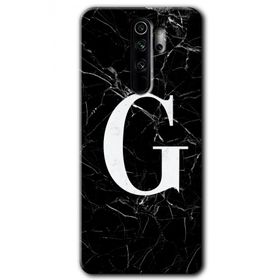 Xiaomi Redmi Note 8 Pro Siyah Mermer Desenli G Harfi Baskılı Uyumlu Silikon Kılıf