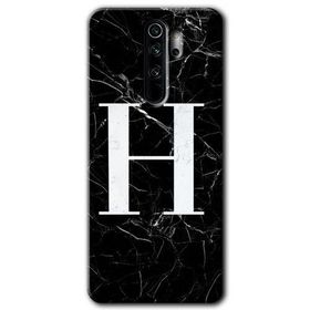 Xiaomi Redmi Note 8 Pro Siyah Mermer Desenli H Harfi Baskılı Uyumlu Silikon Kılıf