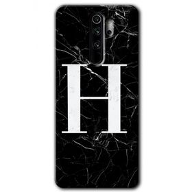 Xiaomi Redmi Note 8 Pro Siyah Mermer Desenli H Harfi Baskılı Uyumlu Silikon Kılıf