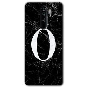 Xiaomi Redmi Note 8 Pro Siyah Mermer Desenli O Harfi Baskılı Uyumlu Silikon Kılıf