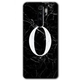 Xiaomi Redmi Note 8 Pro Siyah Mermer Desenli O Harfi Baskılı Uyumlu Silikon Kılıf