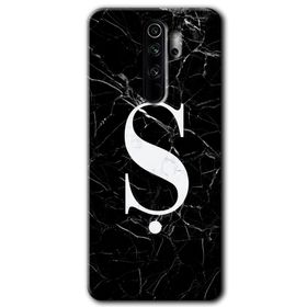Xiaomi Redmi Note 8 Pro Siyah Mermer Desenli Ş Harfi Baskılı Uyumlu Silikon Kılıf