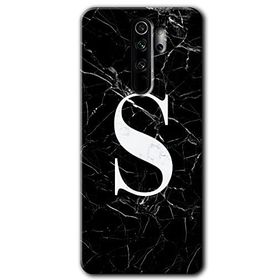 Xiaomi Redmi Note 8 Pro Siyah Mermer Desenli Ş Harfi Baskılı Uyumlu Silikon Kılıf