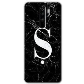 Xiaomi Redmi Note 8 Pro Siyah Mermer Desenli Ş Harfi Baskılı Uyumlu Silikon Kılıf