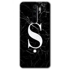 Xiaomi Redmi Note 8 Pro Siyah Mermer Desenli Ş Harfi Baskılı Uyumlu Silikon Kılıf