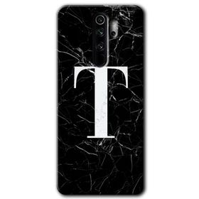 Xiaomi Redmi Note 8 Pro Siyah Mermer Desenli T Harfi Baskılı Uyumlu Silikon Kılıf