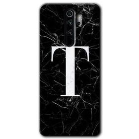 Xiaomi Redmi Note 8 Pro Siyah Mermer Desenli T Harfi Baskılı Uyumlu Silikon Kılıf