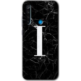 Xiaomi Redmi Note 8 Siyah Mermer Desenli J Harfi Baskılı Uyumlu Silikon Kılıf