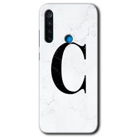 Xiaomi Redmi Note 8T Beyaz Mermer Desenli C Harfi Baskılı Uyumlu Silikon Kılıf