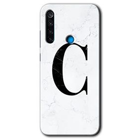 Xiaomi Redmi Note 8T Beyaz Mermer Desenli C Harfi Baskılı Uyumlu Silikon Kılıf