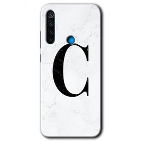 Xiaomi Redmi Note 8T Beyaz Mermer Desenli C Harfi Baskılı Uyumlu Silikon Kılıf