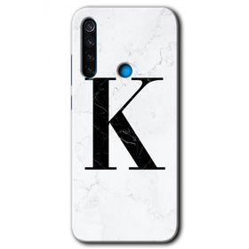Xiaomi Redmi Note 8T Beyaz Mermer Desenli L Harfi Baskılı Uyumlu Silikon Kılıf
