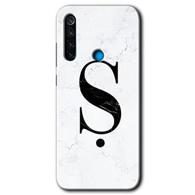 Xiaomi Redmi Note 8T Beyaz Mermer Desenli T Harfi Baskılı Uyumlu Silikon Kılıf