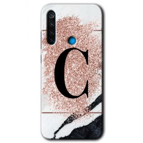 Xiaomi Redmi Note 8T Pembe Mermer Desenli Ç Harfi Baskılı Uyumlu Silikon Kılıf