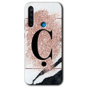 Xiaomi Redmi Note 8T Pembe Mermer Desenli D Harfi Baskılı Uyumlu Silikon Kılıf