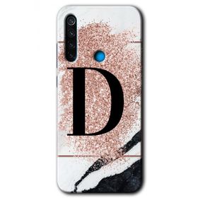 Xiaomi Redmi Note 8T Pembe Mermer Desenli E Harfi Baskılı Uyumlu Silikon Kılıf