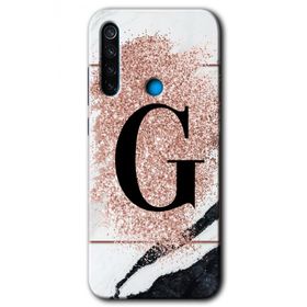 Xiaomi Redmi Note 8T Pembe Mermer Desenli H Harfi Baskılı Uyumlu Silikon Kılıf