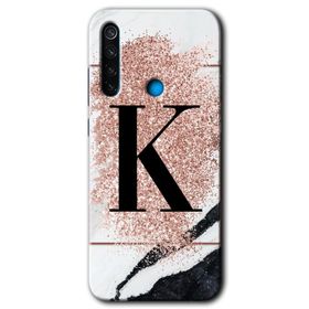 Xiaomi Redmi Note 8T Pembe Mermer Desenli K Harfi Baskılı Uyumlu Silikon Kılıf