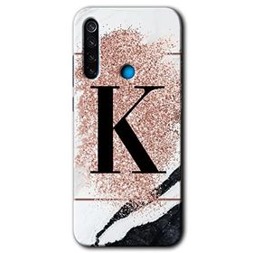 Xiaomi Redmi Note 8T Pembe Mermer Desenli L Harfi Baskılı Uyumlu Silikon Kılıf
