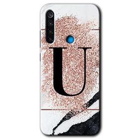 Xiaomi Redmi Note 8T Pembe Mermer Desenli Ü Harfi Baskılı Uyumlu Silikon Kılıf