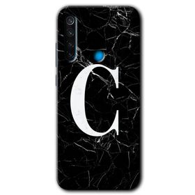 Xiaomi Redmi Note 8T Siyah Mermer Desenli C Harfi Baskılı Uyumlu Silikon Kılıf