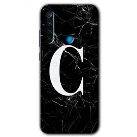 Xiaomi Redmi Note 8T Siyah Mermer Desenli C Harfi Baskılı Uyumlu Silikon Kılıf