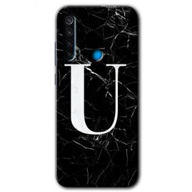 Xiaomi Redmi Note 8T Siyah Mermer Desenli U Harfi Baskılı Uyumlu Silikon Kılıf