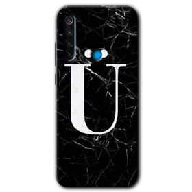 Xiaomi Redmi Note 8T Siyah Mermer Desenli V Harfi Baskılı Uyumlu Silikon Kılıf