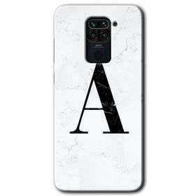 Xiaomi Redmi Note 9 Beyaz Mermer Desenli A Harfi Baskılı Uyumlu Silikon Kılıf