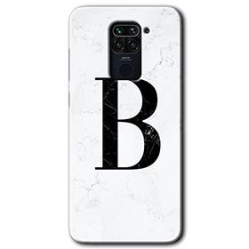 Xiaomi Redmi Note 9 Beyaz Mermer Desenli B Harfi Baskılı Uyumlu Silikon Kılıf