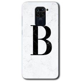 Xiaomi Redmi Note 9 Beyaz Mermer Desenli B Harfi Baskılı Uyumlu Silikon Kılıf