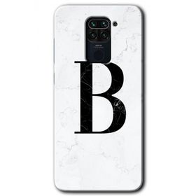 Xiaomi Redmi Note 9 Beyaz Mermer Desenli B Harfi Baskılı Uyumlu Silikon Kılıf