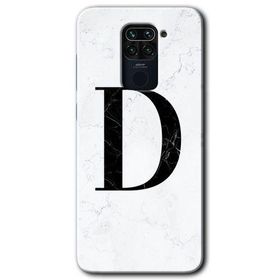 Xiaomi Redmi Note 9 Beyaz Mermer Desenli D Harfi Baskılı Uyumlu Silikon Kılıf