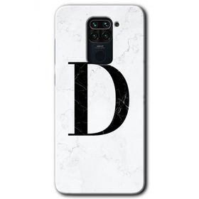 Xiaomi Redmi Note 9 Beyaz Mermer Desenli D Harfi Baskılı Uyumlu Silikon Kılıf
