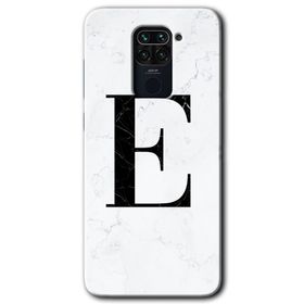 Xiaomi Redmi Note 9 Beyaz Mermer Desenli E Harfi Baskılı Uyumlu Silikon Kılıf