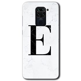Xiaomi Redmi Note 9 Beyaz Mermer Desenli E Harfi Baskılı Uyumlu Silikon Kılıf