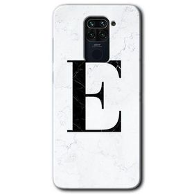 Xiaomi Redmi Note 9 Beyaz Mermer Desenli E Harfi Baskılı Uyumlu Silikon Kılıf