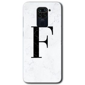 Xiaomi Redmi Note 9 Beyaz Mermer Desenli F Harfi Baskılı Uyumlu Silikon Kılıf