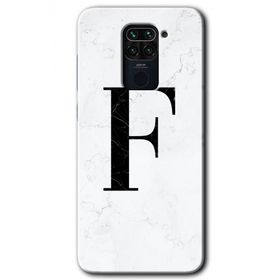 Xiaomi Redmi Note 9 Beyaz Mermer Desenli F Harfi Baskılı Uyumlu Silikon Kılıf