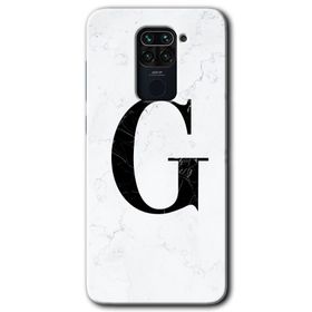 Xiaomi Redmi Note 9 Beyaz Mermer Desenli G Harfi Baskılı Uyumlu Silikon Kılıf