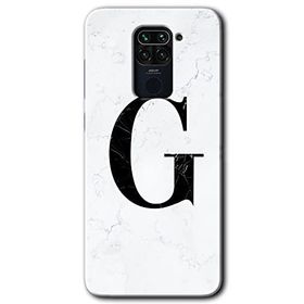 Xiaomi Redmi Note 9 Beyaz Mermer Desenli G Harfi Baskılı Uyumlu Silikon Kılıf
