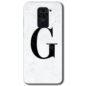 Xiaomi Redmi Note 9 Beyaz Mermer Desenli G Harfi Baskılı Uyumlu Silikon Kılıf