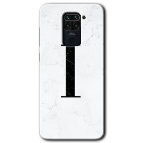 Xiaomi Redmi Note 9 Beyaz Mermer Desenli I Harfi Baskılı Uyumlu Silikon Kılıf